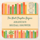ブックラバーのブライズシャワー | おしゃれで楽しい"新しい章" スクエアペーパーコースター (正面)