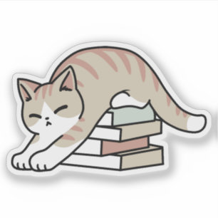 ブックラバーキャットイラストレーション – カール&コージー シール