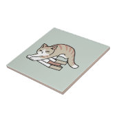 ブックラバーキャットイラストレーション – カール&コージー タイル (側面)