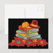 ブックラバーサンクスギビングカボチャ葉の シーズンポストカード (正面/裏面)