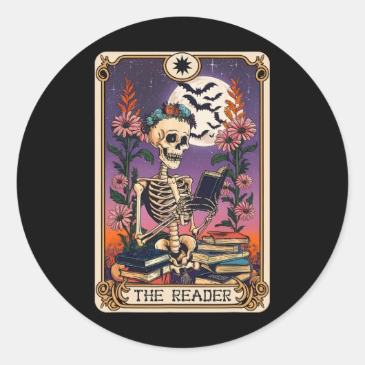 ブックラバータロットカードリーダー神秘的なおもしろいSkel ラウンドシール (正面)