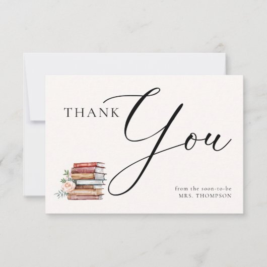ブックラバーテーマ本主義ブライダルシャワー サンキューカード (正面)