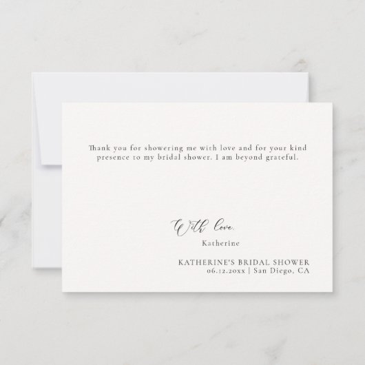 ブックラバーテーマ本主義ブライダルシャワー サンキューカード (裏面)