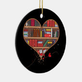 ブックラバーハートシェイプクラブライブラリアン・ブックワーム セラミックオーナメント (右)