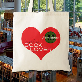 ブックラバーハートリーダーの名前モノグラム トートバッグ