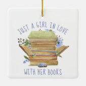 ブックラバーブックスタック花セラミックオーナメント セラミックオーナメント (裏面)