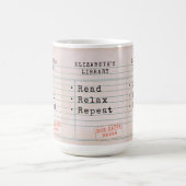 ブックラバーブックブックリッシュブックワームヴィンテージライブラリカード コーヒーマグカップ (中央)