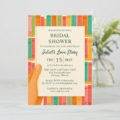 ブックラバーブライダルシャワー | シックなおもしろい「新しいチャプター」 招待状 (スタンド正面)