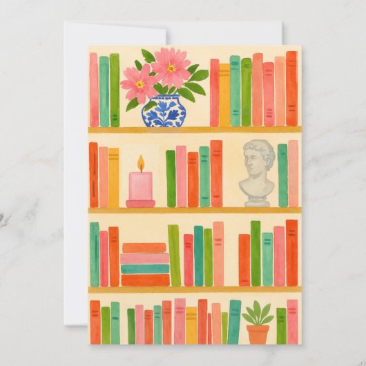 ブックラバーブライダルシャワー | シックなおもしろい「新しいチャプター」 招待状 (裏面)