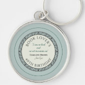 ブックラバーブルーキーチェパーソナライズされたーン キーホルダー (正面)