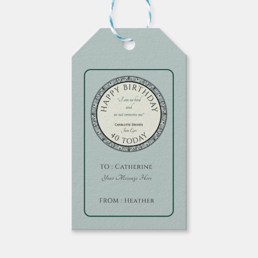 ブックラバーブルーギフトパーソナライズされたラベル ギフトタグ (正面)