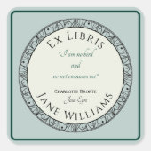 ブックラバーブルーパーソナライズされた蔵書票シール スクエアシール (正面)