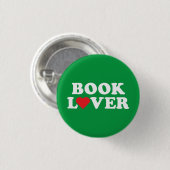 ブックラバーホワイト文字と赤いハートアイコン 缶バッジ (正面&裏面)