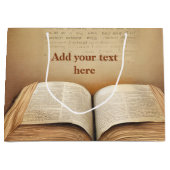 ブックラバーヴィンテージブック – 名前または文字の追加 ラージペーパーバッグ (正面)