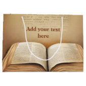 ブックラバーヴィンテージブック – 名前または文字の追加 ラージペーパーバッグ (裏面)