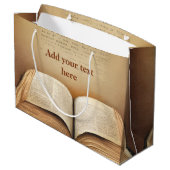 ブックラバーヴィンテージブック – 名前または文字の追加 ラージペーパーバッグ (裏面アングル)