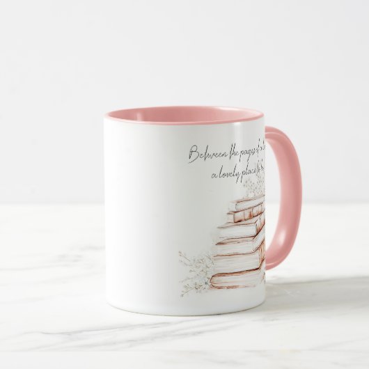 ブックラバー引用文ピンクツートーン マグカップ (正面右)