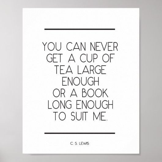 ブックラバー引用文by C S Lewisプリント ポスター (正面)