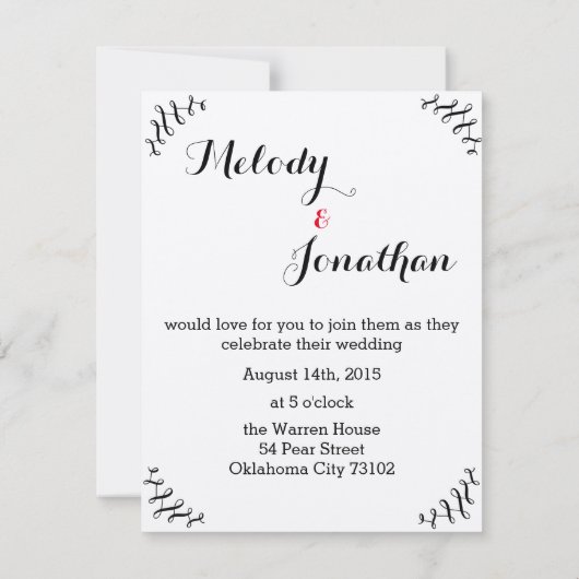 ブックラバー結婚式招待状と赤いアンパサンド 招待状 (裏面)