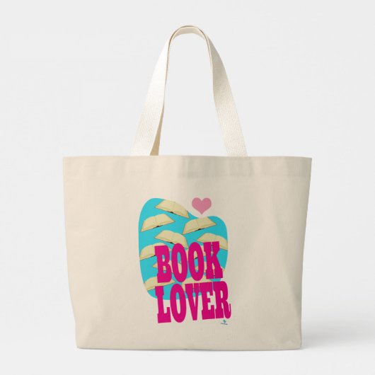 ブックラバー読おもしろいのはっきりしたアートロゴ ラージトートバッグ (裏面)