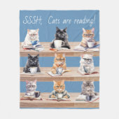 ブックラバー読コージー毛布キャットライブラリー フリースブランケット (正面)