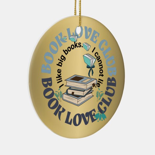 ブックラブクラブ引用文おもしろいコケットのような大きな本 セラミックオーナメント (右)