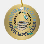 ブックラブクラブ引用文おもしろいコケットのような大きな本 セラミックオーナメント (正面)