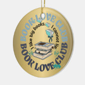 ブックラブクラブ引用文おもしろいコケットのような大きな本 セラミックオーナメント (左)