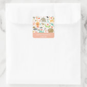 ブックラベル：かわいい動物とアルファベット スクエアシール (バッグ)