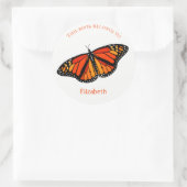 ブックラベ子供へルwカラフル（昆虫）オオカバマダラ、モナーク蝶 ラウンドシール (バッグ)