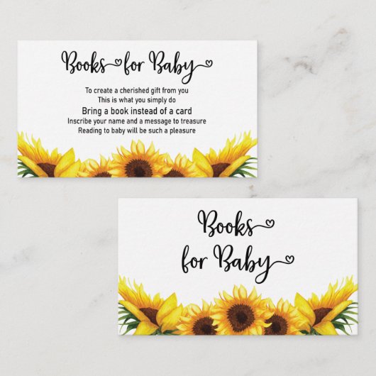 ブックリクエストひまわりフローラ赤ちゃんシャワー エンクロージャーカード (正面/裏面)