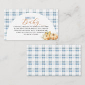 ブックリクエストカボチャ青いストライプ赤ちゃんシャワー エンクロージャーカード (正面/裏面)