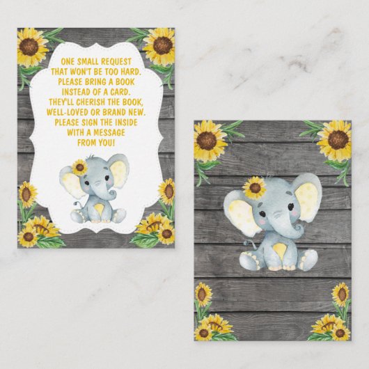 ブックリクエストカードガールエレファントシャワーイエロー エンクロージャーカード (正面/裏面)