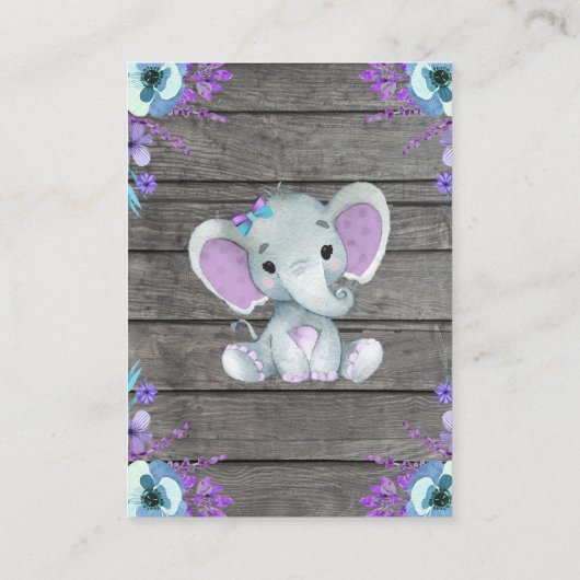 ブックリクエストカードガールエレファントシャワーパープルティール（緑がかった色） エンクロージャーカード (裏面)