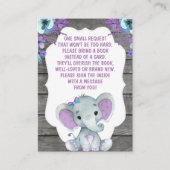 ブックリクエストカードガールエレファントシャワーパープルティール（緑がかった色） エンクロージャーカード (正面)