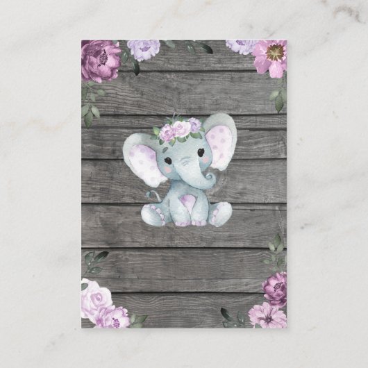 ブックリクエストカードガールエレファントシャワーパープル エンクロージャーカード (裏面)