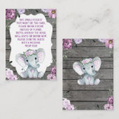 ブックリクエストカードガールエレファントシャワーパープル エンクロージャーカード (正面/裏面)