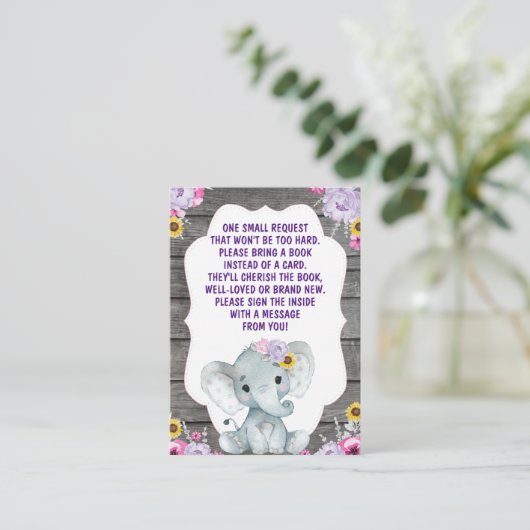 ブックリクエストカードガールエレファントピンクパープルイエロー エンクロージャーカード (スタンド正面)