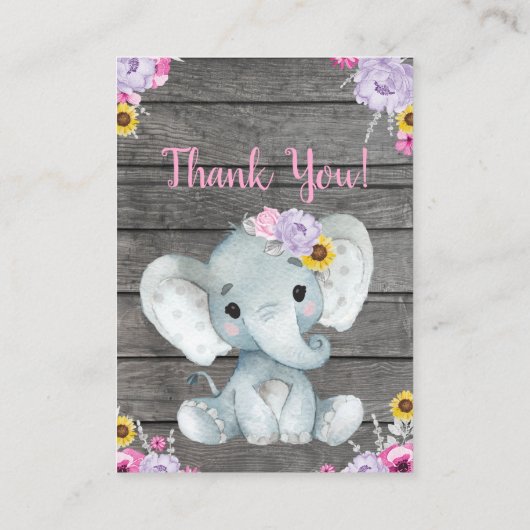 ブックリクエストカードガールエレファントピンクパープルイエロー エンクロージャーカード (裏面)