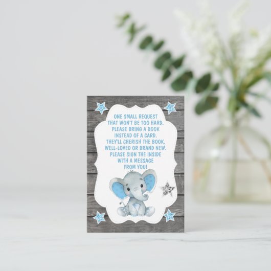 ブックリクエストカードボーイエレファントシャワーブルー エンクロージャーカード (スタンド正面)