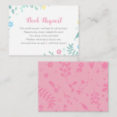 ブックリクエストカード、ピンクのフローラ赤ちゃんシャワーを持って来る エンクロージャーカード (正面/裏面)