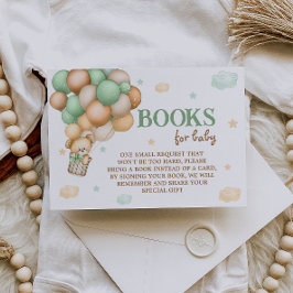 ブックリクエストテディベアグリーンホットエアバルーン エンクロージャーカード