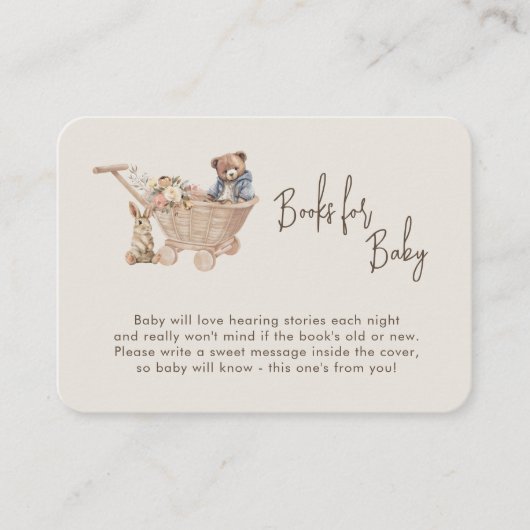 ブックリクエストニュートラルボホベビーおもちゃベビーシャワー エンクロージャーカード (正面)