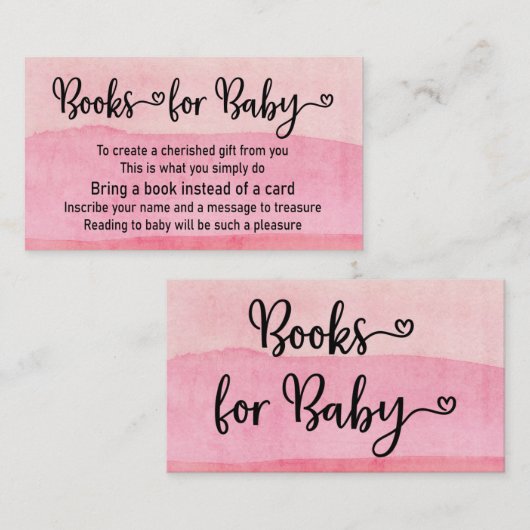 ブックリクエストピンクベガーリービーシャワー招待状 エンクロージャーカード (正面/裏面)