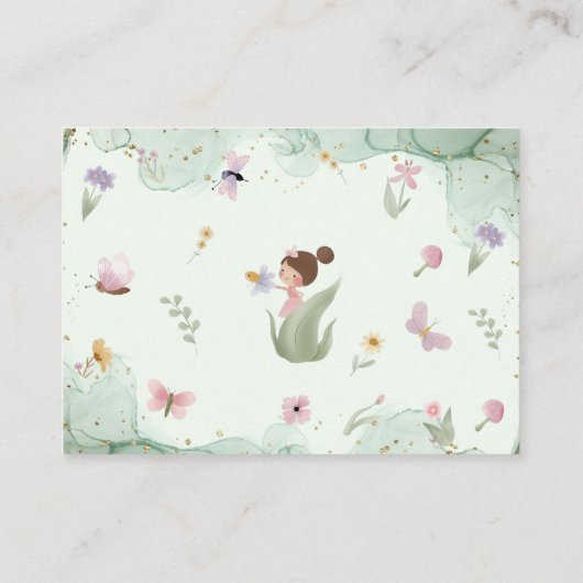 ブックリクエストピンク妖精の赤ちゃん女の子シャワーフラワー エンクロージャーカード (裏面)