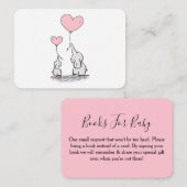 ブックリクエストピンク、ホワイトエレファントベビーシャワー エンクロージャーカード (正面/裏面)