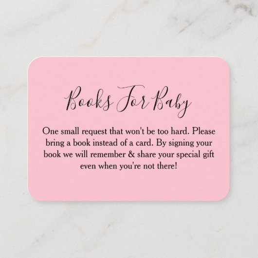 ブックリクエストピンク、ホワイトエレファントベビーシャワー エンクロージャーカード (裏面)