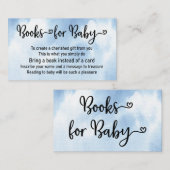 ブックリクエストブルーボーイベビーシャワー招待状 エンクロージャーカード (正面/裏面)