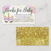 ブックリクエストベビーユニコーンシャワー招待状 エンクロージャーカード (正面/裏面)