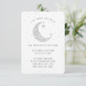 ブックリクエストムーンスター赤ちゃんシャワーシルバーホワイト 招待状 (スタンド正面)